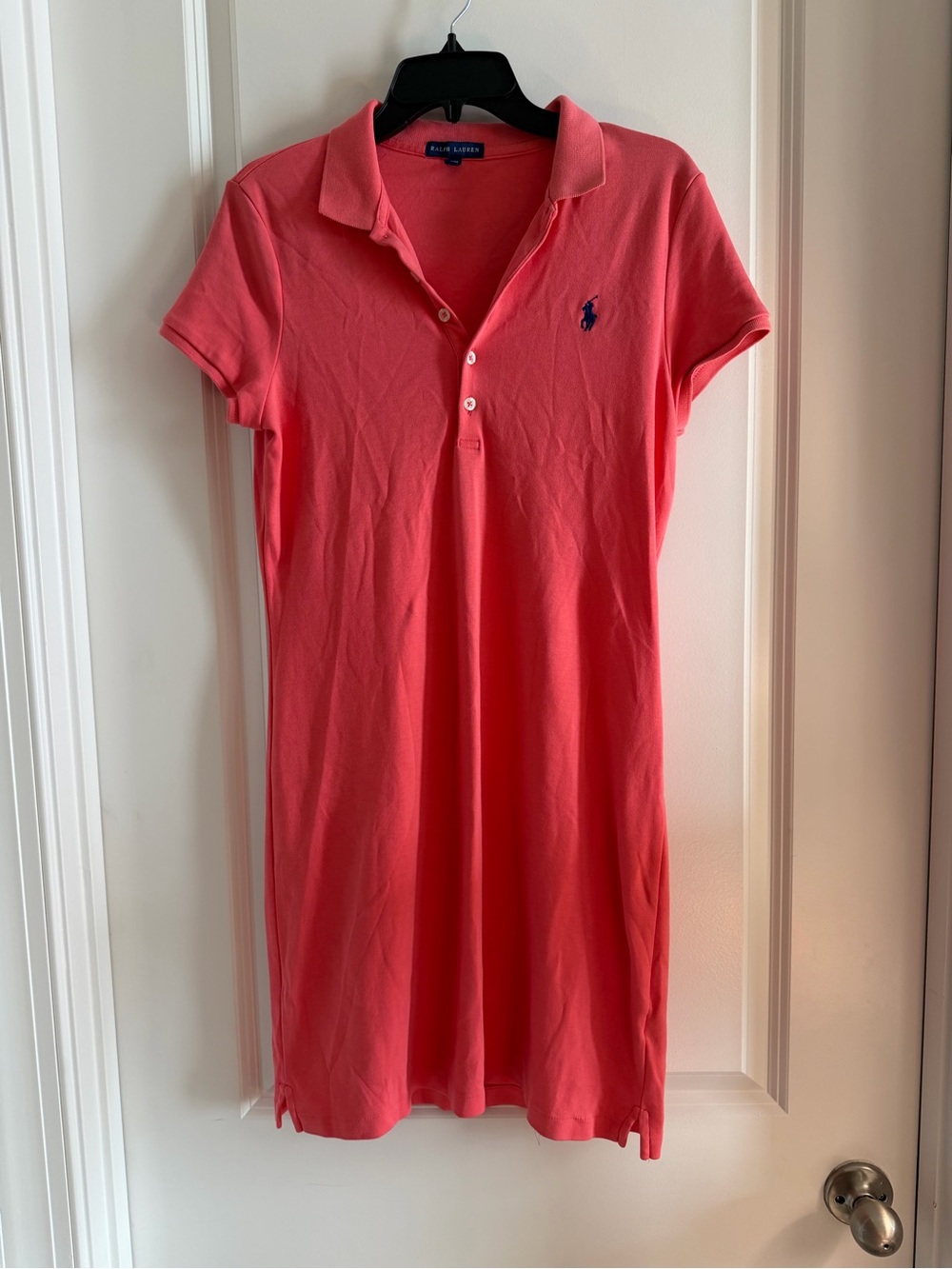 Ralph Lauren Coral Polo Shirt Dress with Navy Pony